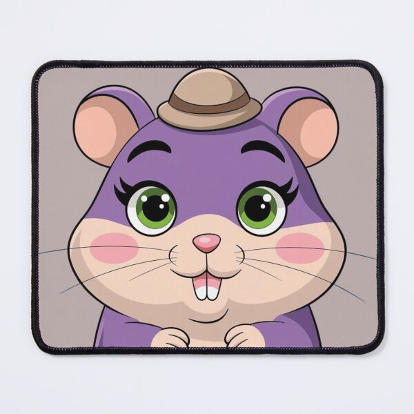 Item preview, Adorable Purple Hamster Green Ayes  with Hat 2024 designed and sold by ArtSeeker01.