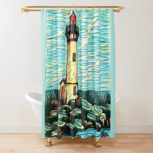 Streaky Lighthouse Shower Curtain