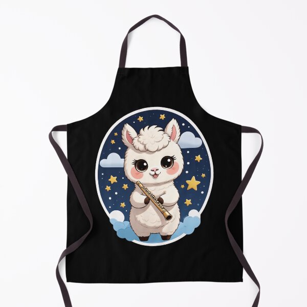 Item preview, Adorable Llama with Flute under Starry Sky designed and sold by worldofwhisper.