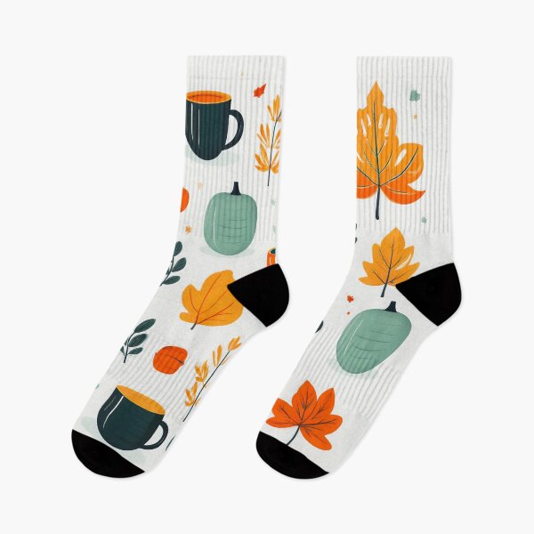 Artikelvorschau, Ein Musterdesign mit minimalistischen Symbolen wie Blättern, Kürbissen, Kaffeetassen und Stiefeln. entworfen und verkauft von HEMRO.