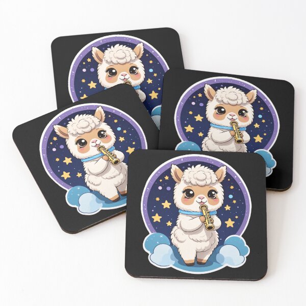 Item preview, Cute Llama Playing Flute under the Starry Night designed and sold by worldofwhisper.