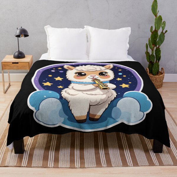 Item preview, Cute Llama Playing Flute under the Starry Night designed and sold by worldofwhisper.