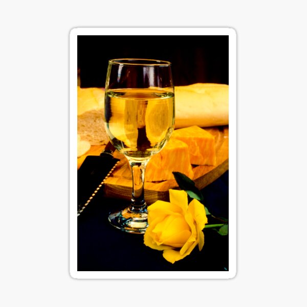 Item preview, Yellow Rose Wine Glass Cheese and Bread designed and sold by jklune.