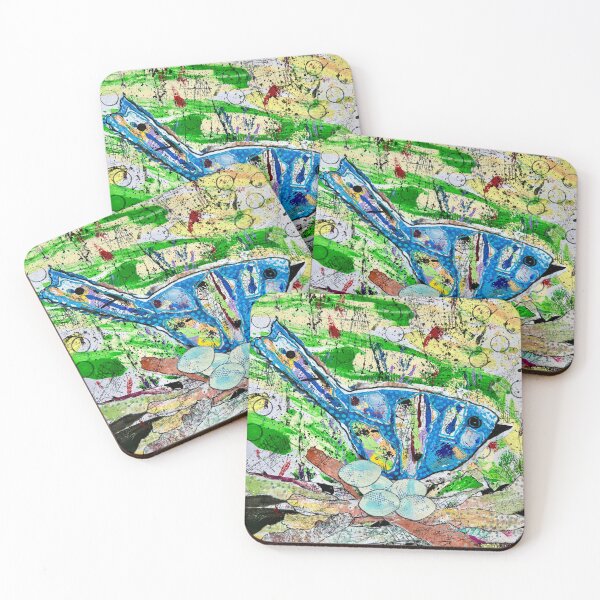 Item preview, Blue bird nesting on eggs designed and sold by WildLadyWood.