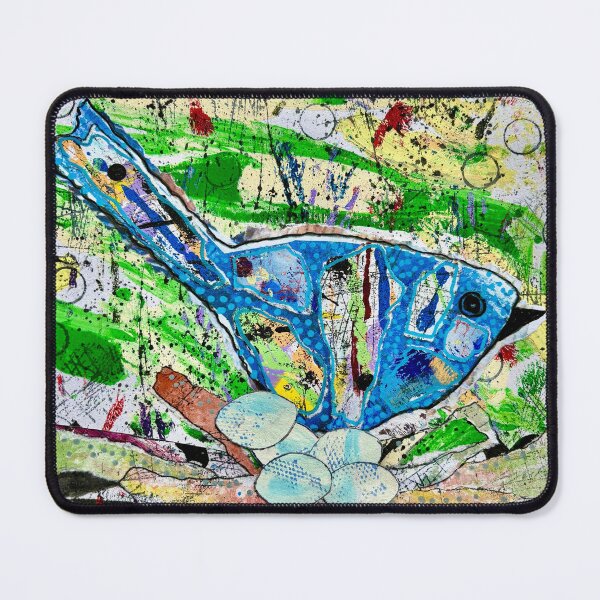 Item preview, Blue bird nesting on eggs designed and sold by WildLadyWood.