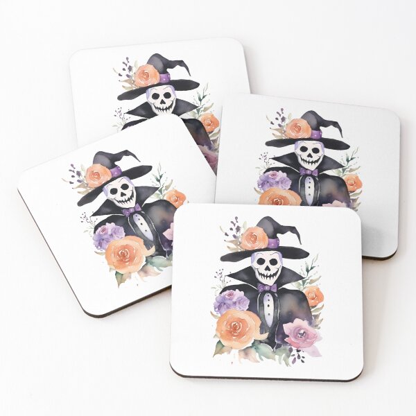 Item preview, Purple Halloween Skeleton with Pastel Watercolor Roses and Flowers designed and sold by brookehend.