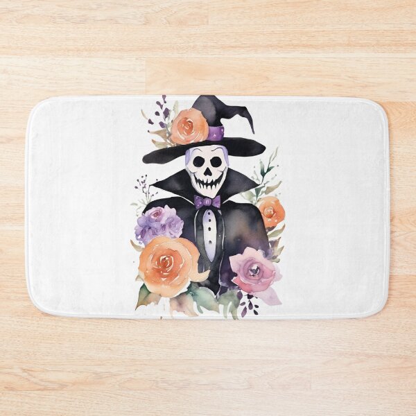 Item preview, Purple Halloween Skeleton with Pastel Watercolor Roses and Flowers designed and sold by brookehend.