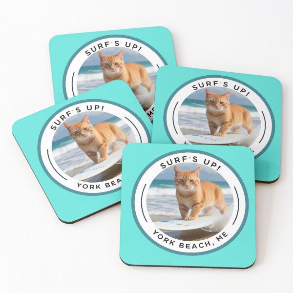 Item preview, Surf’s up Orange Tabby Cat - York Beach, ME - Cape Neddick designed and sold by SAMJA-Art.