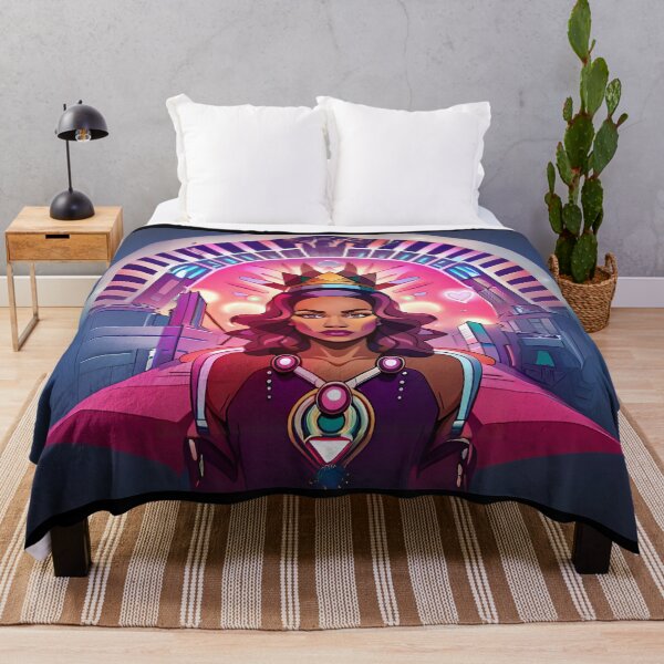 Item preview, Fabulous Woman Pink Cyberpunk Neon Retro Goddess designed and sold by Melan Designs.