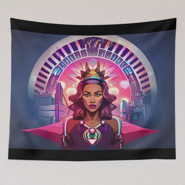 Item preview, Fabulous Woman Pink Cyberpunk Neon Retro Goddess designed and sold by Melan Designs.