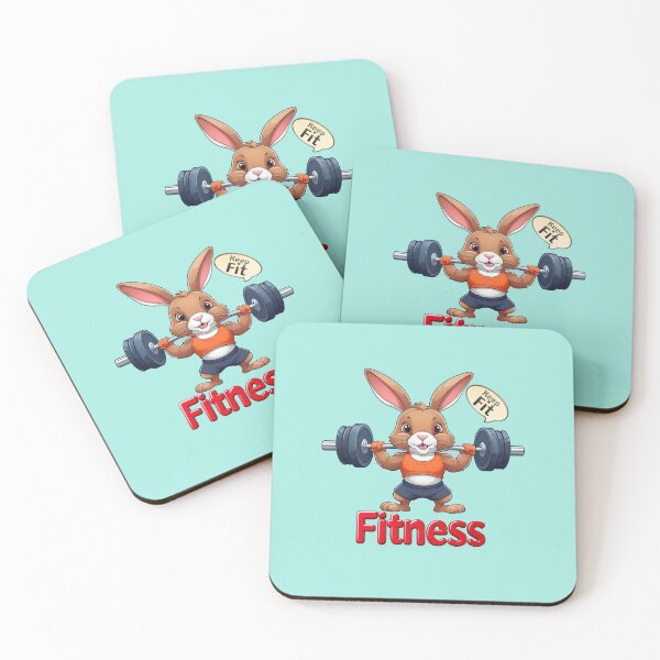 Item preview, Fit Cartoon Rabbit Lifting Weights designed and sold by nada-art.