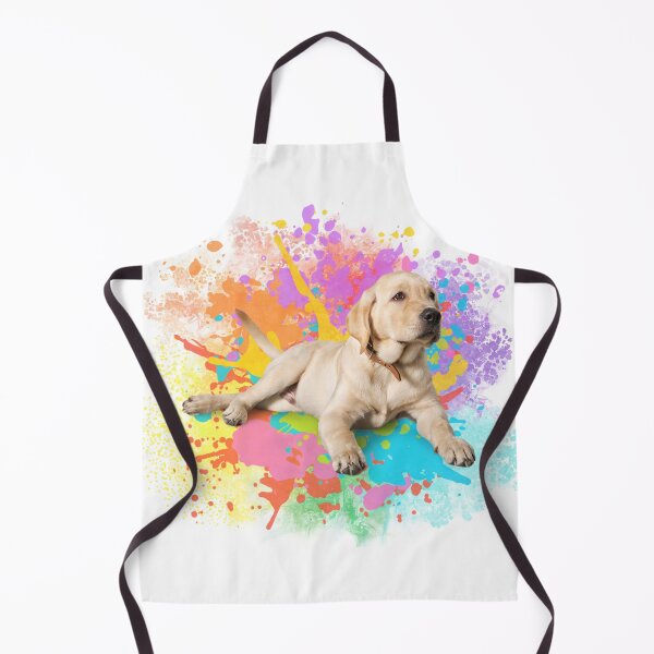 Item preview, Cute Golden Labrador Puppy laying on paint splashes designed and sold by Fantacaroo Designs.
