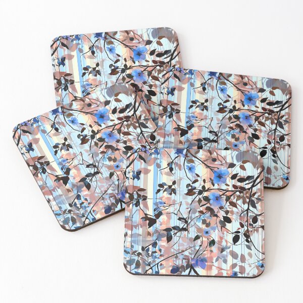 Item preview, Blue Floral Watercolor - Vintage Striped Pattern designed and sold by HausKatz.