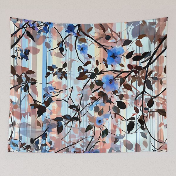 Item preview, Blue Floral Watercolor - Vintage Striped Pattern designed and sold by HausKatz.