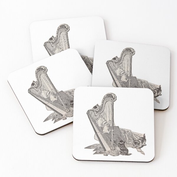 Item preview, Harp Sketch Music Instrument Cats Kittens designed and sold by natureinfocus.