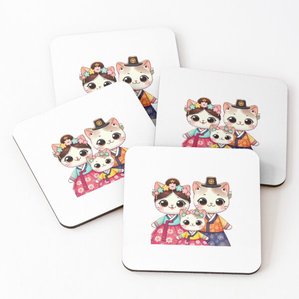 Item preview,  A family of cats dressed in hanbok designed and sold by MIKIJUJU.