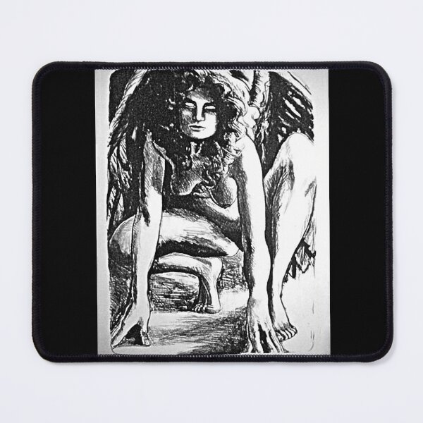 Item preview, Lilith Dark Goddess in Demon Form - Vintage Black & White Print designed and sold by Earth Nature Creations.