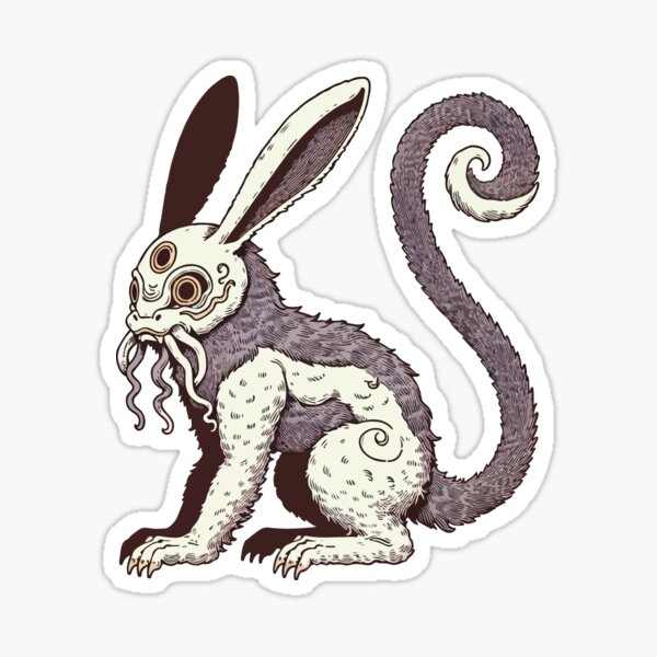 Item preview, Three-Eyed Octopus Rabbit Yokai: Unique Nocturnal Tree Beast designed and sold by Yokai-Infinity.