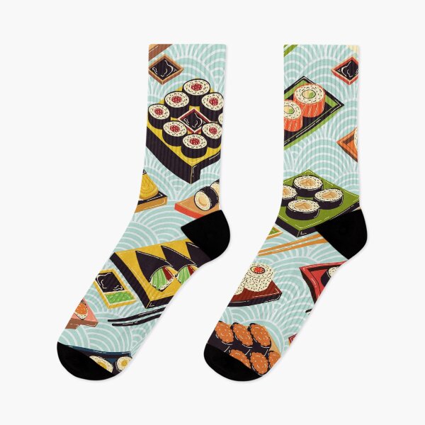 Item preview, Sushi Pattern on Blue Background designed and sold by ArtofDominique.