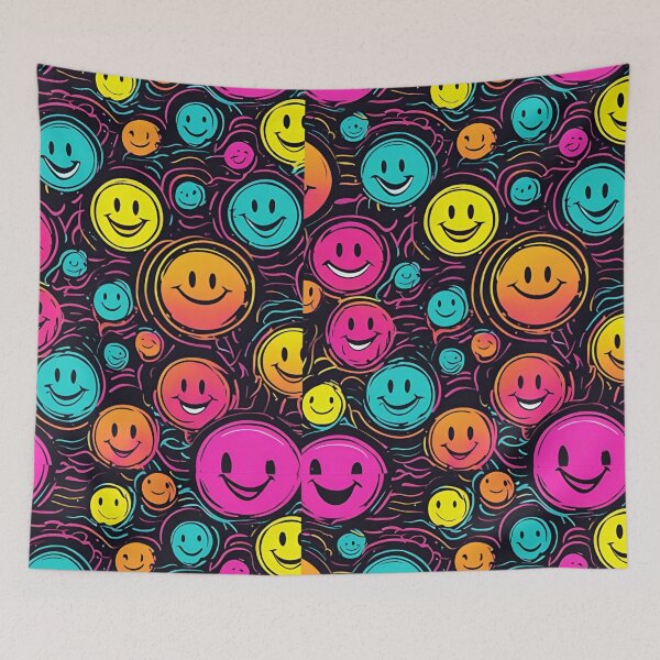 Item preview, Retro neon smiley face pattern designed and sold by NicMacTees.