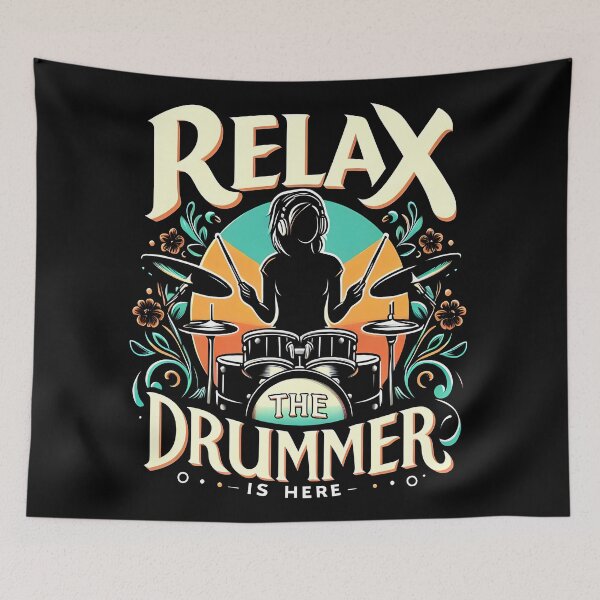 Item preview, Relax the Drummer Is Here, typography designed and sold by maxmaj.