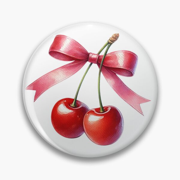 Item preview, Cute Cherries with Pink Ribbon Bow designed and sold by Little Care Studio.