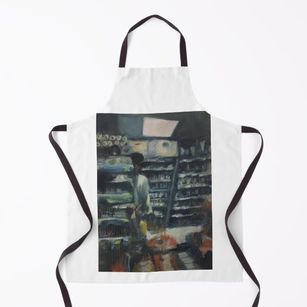 Item preview, Creepy man in convenience store - Oil painting designed and sold by maliafecteau.