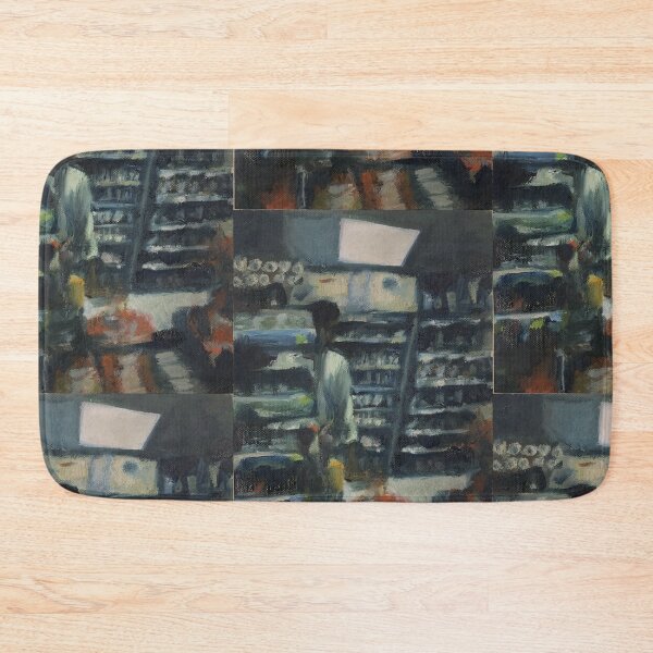 Item preview, Creepy man in convenience store - Oil painting designed and sold by maliafecteau.