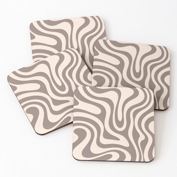 Item preview, Retro Modern Groovy Fluid Wavy Pattern  Brown, Cream designed and sold by Prints and Lifestyle.