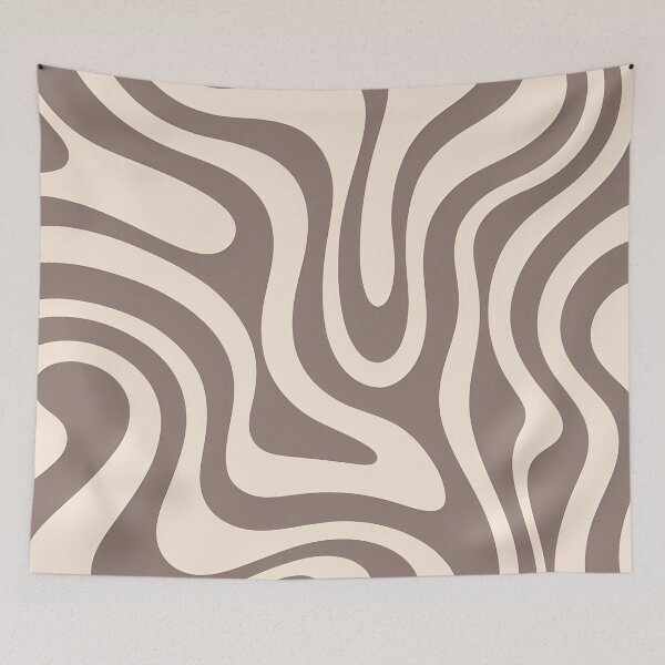 Item preview, Retro Modern Groovy Fluid Wavy Pattern  Brown, Cream designed and sold by Prints and Lifestyle.