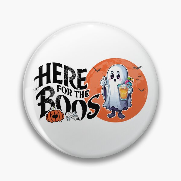 Item preview, Here for the Boos | Cute Ghost holding a drink | Full Moon and spooky Pumpkin designed and sold by trendparrot.