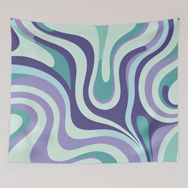 Item preview, Retro Modern Groovy Fluid Wavy Pattern  Mint Green, Lavender designed and sold by Prints and Lifestyle.