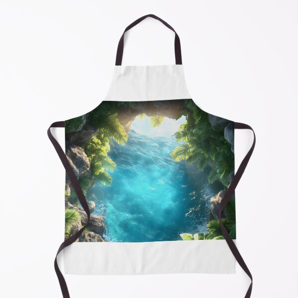 Item preview, A vibrant view of turquoise waters framed by lush greenery, showcasing a natural cave opening with sunlight filtering through. designed and sold by Jayjaynaenae.