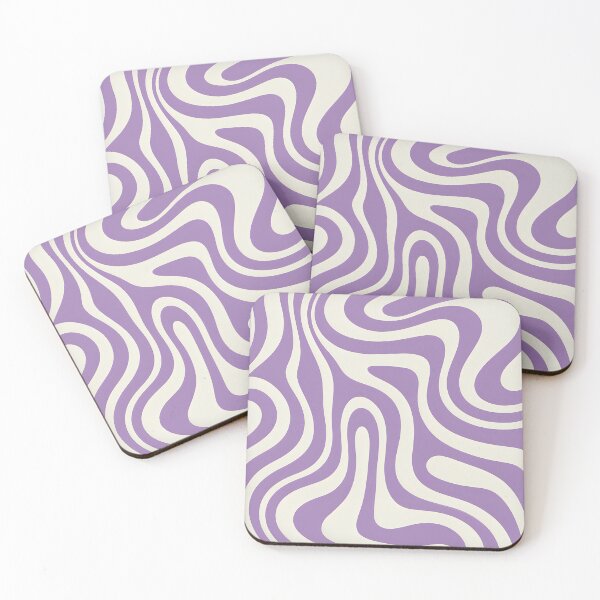 Item preview, Retro Modern Groovy Fluid Wavy Pattern   Lilac, Cream designed and sold by Prints and Lifestyle.