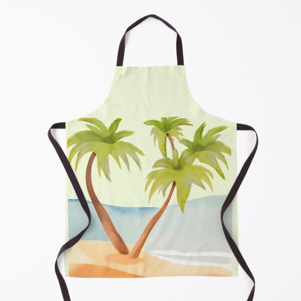 Item preview, Two palm trees are standing on a beach, with the ocean in the background designed and sold by PWDigitalArt.