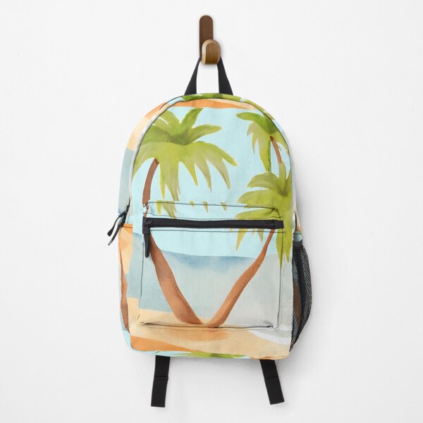 Item preview, Two palm trees are standing on a beach, with the ocean in the background designed and sold by PWDigitalArt.