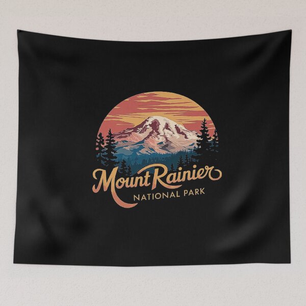 Item preview, Mount Rainier National Park Retro Nature Design designed and sold by love3617.