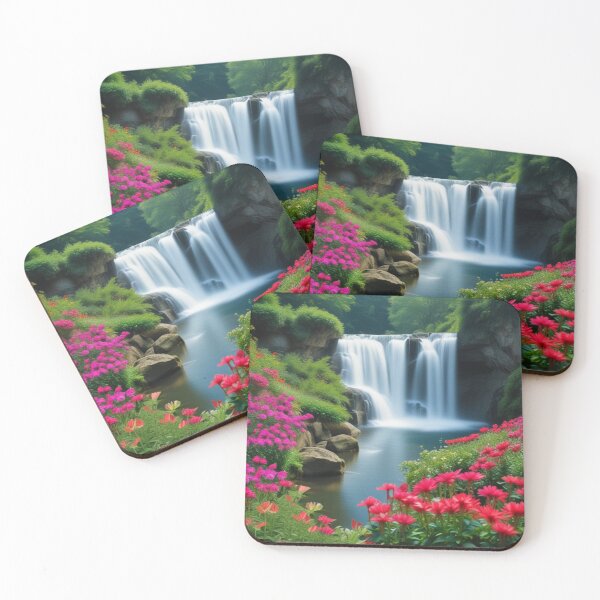 Item preview, Floral Abundance: Vivid blossoms cascading like the water itself, painting the landscape with splashes of color—deep purples, sunny yellows, and soft pinks. designed and sold by AntonEssentials.