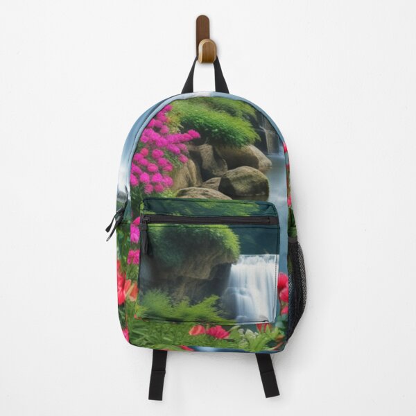 Item preview, Floral Abundance: Vivid blossoms cascading like the water itself, painting the landscape with splashes of color—deep purples, sunny yellows, and soft pinks. designed and sold by AntonEssentials.