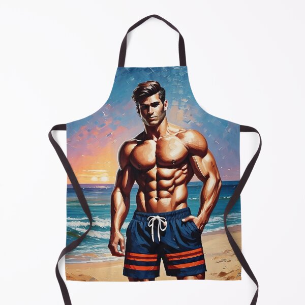 Item preview, Muscle Man at Beach designed and sold by ArtFactoryAI.