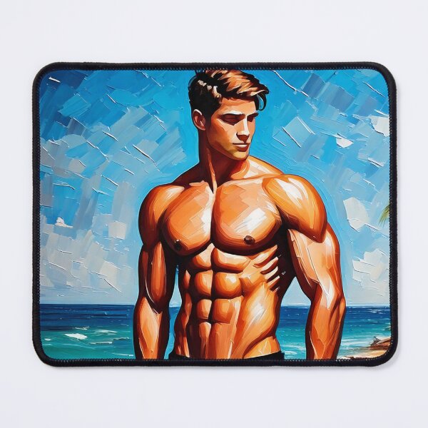 Item preview, Muscle Man at Beach designed and sold by ArtFactoryAI.
