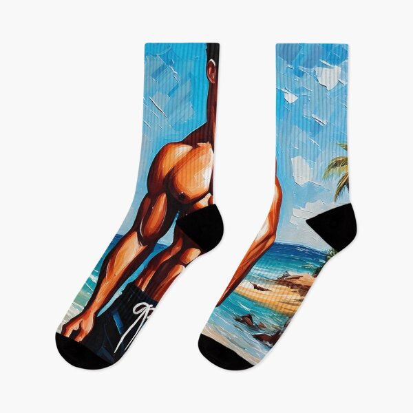 Item preview, Muscle Man at Beach designed and sold by ArtFactoryAI.