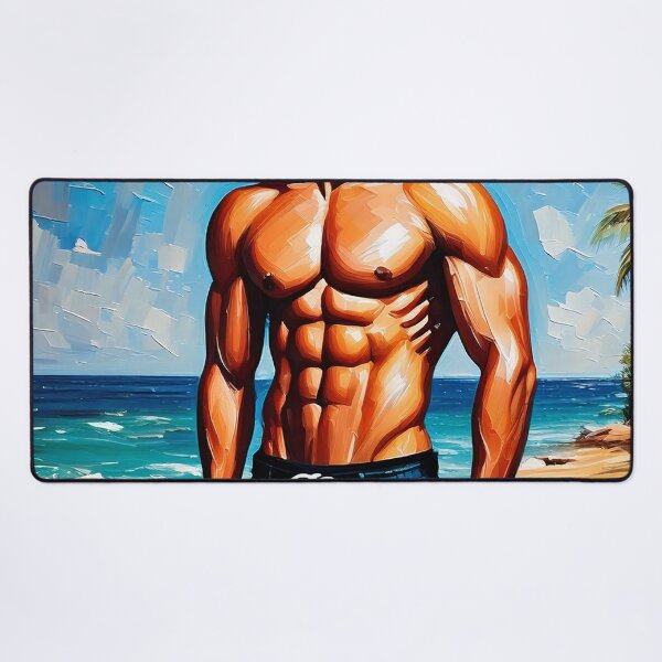 Item preview, Muscle Man at Beach designed and sold by ArtFactoryAI.