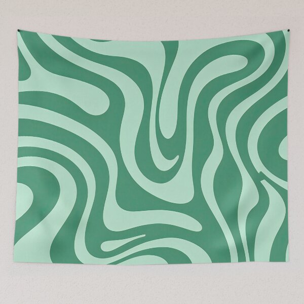 Item preview, Retro Modern Groovy Fluid Wavy Pattern  Mint Green designed and sold by Prints and Lifestyle.