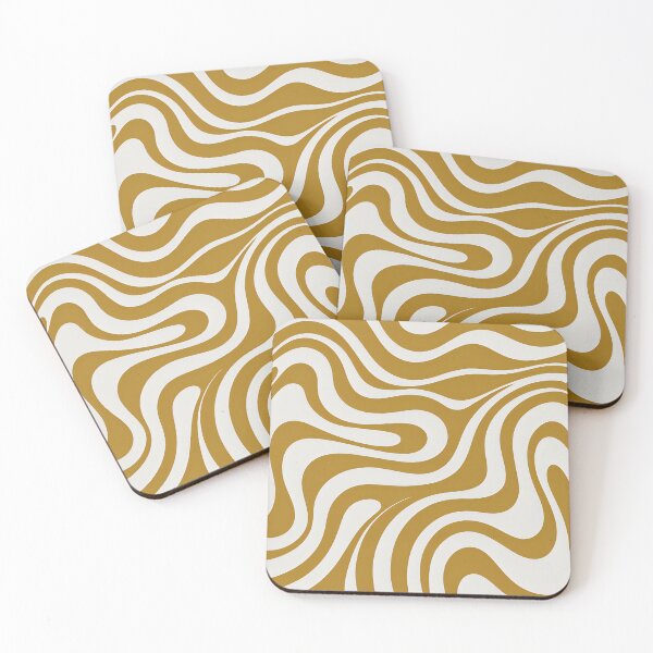 Item preview, Retro Modern Groovy Fluid Wavy Pattern  Yellow, Gold designed and sold by Prints and Lifestyle.
