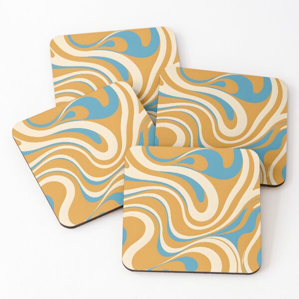 Item preview, Retro Modern Groovy Fluid Wavy Pattern, Yellow, Blue designed and sold by Prints and Lifestyle.