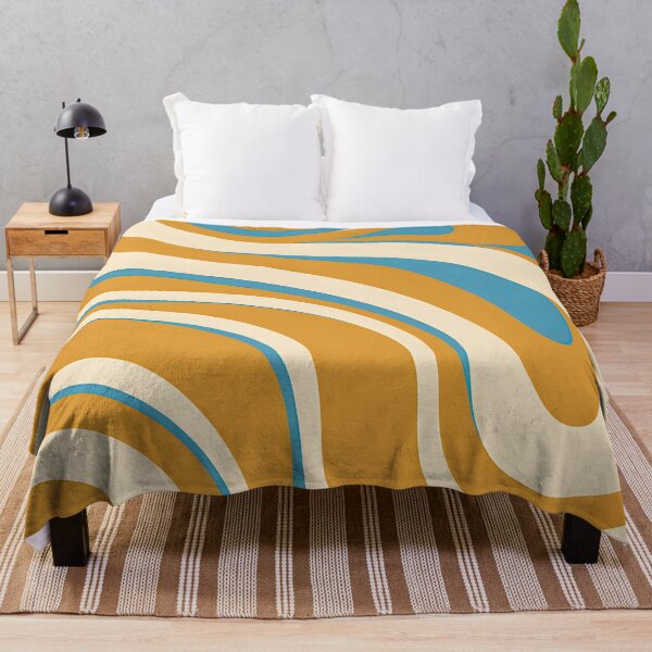 Item preview, Retro Modern Groovy Fluid Wavy Pattern, Yellow, Blue designed and sold by Prints and Lifestyle.