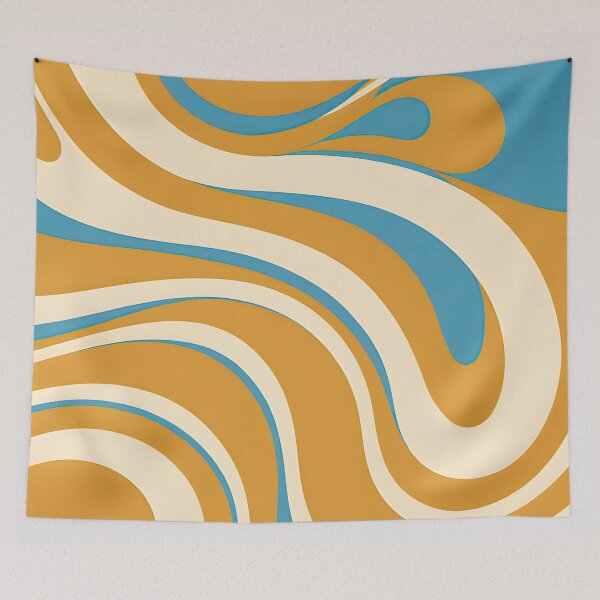 Item preview, Retro Modern Groovy Fluid Wavy Pattern, Yellow, Blue designed and sold by Prints and Lifestyle.
