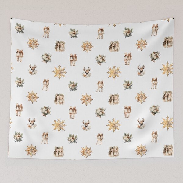 Item preview, Pattern with girls and fawns designed and sold by Rompecabezas.