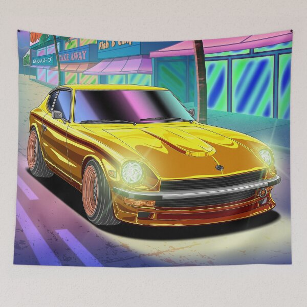Artikelvorschau, Gelber Datsun 240z Neon Sunset Dream entworfen und verkauft von JDM Guyvit.